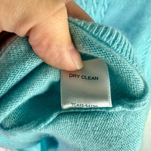 Pendleton Women's XL (Fits Sz Large) Baby Blue Cashmere Cable Knit Front Sweater - Picture 5 of 8